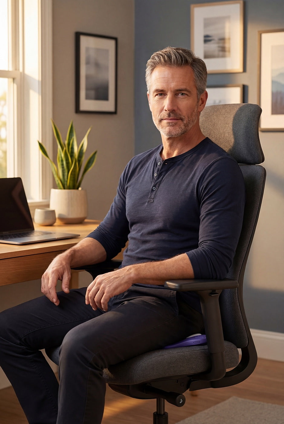 Man confidently using NeuroPulse at his desk