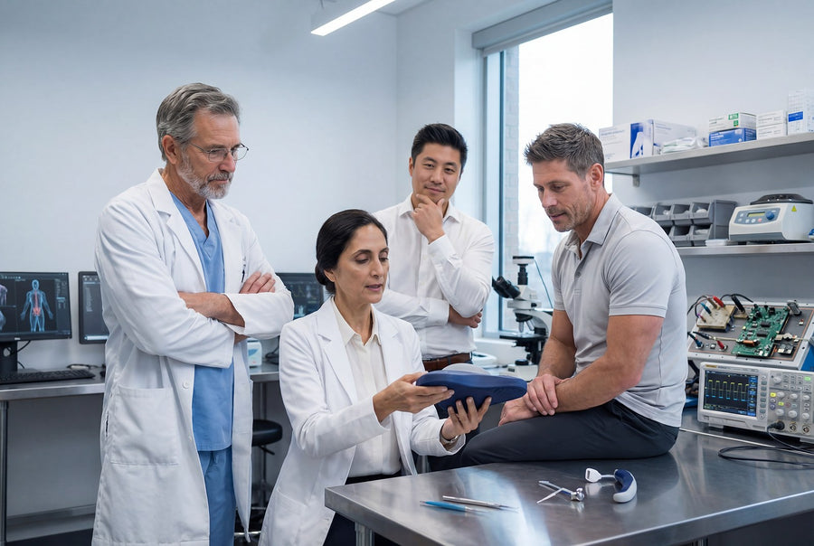 The 4 NeuroPulse specialists in the lab