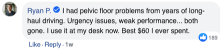 Facebook testimonial from Ryan P. about NeuroPulse results