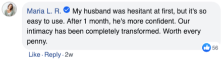 Facebook testimonial from Maria L.R. who bought NeuroPulse for her husband