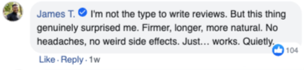 Facebook testimonial from James T. about natural results with NeuroPulse